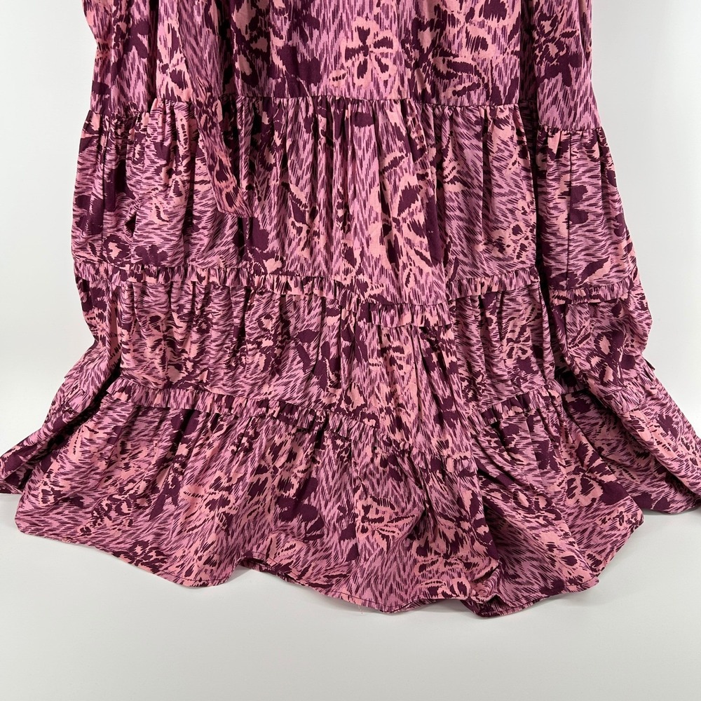 Ryegrass Purple Pink Floral Cotton Tiered Maxi Dress Long Sleeve XL NWT Boho - Picture 5 of 13